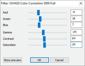 YUV420 Color Correction v1.0 Dialog